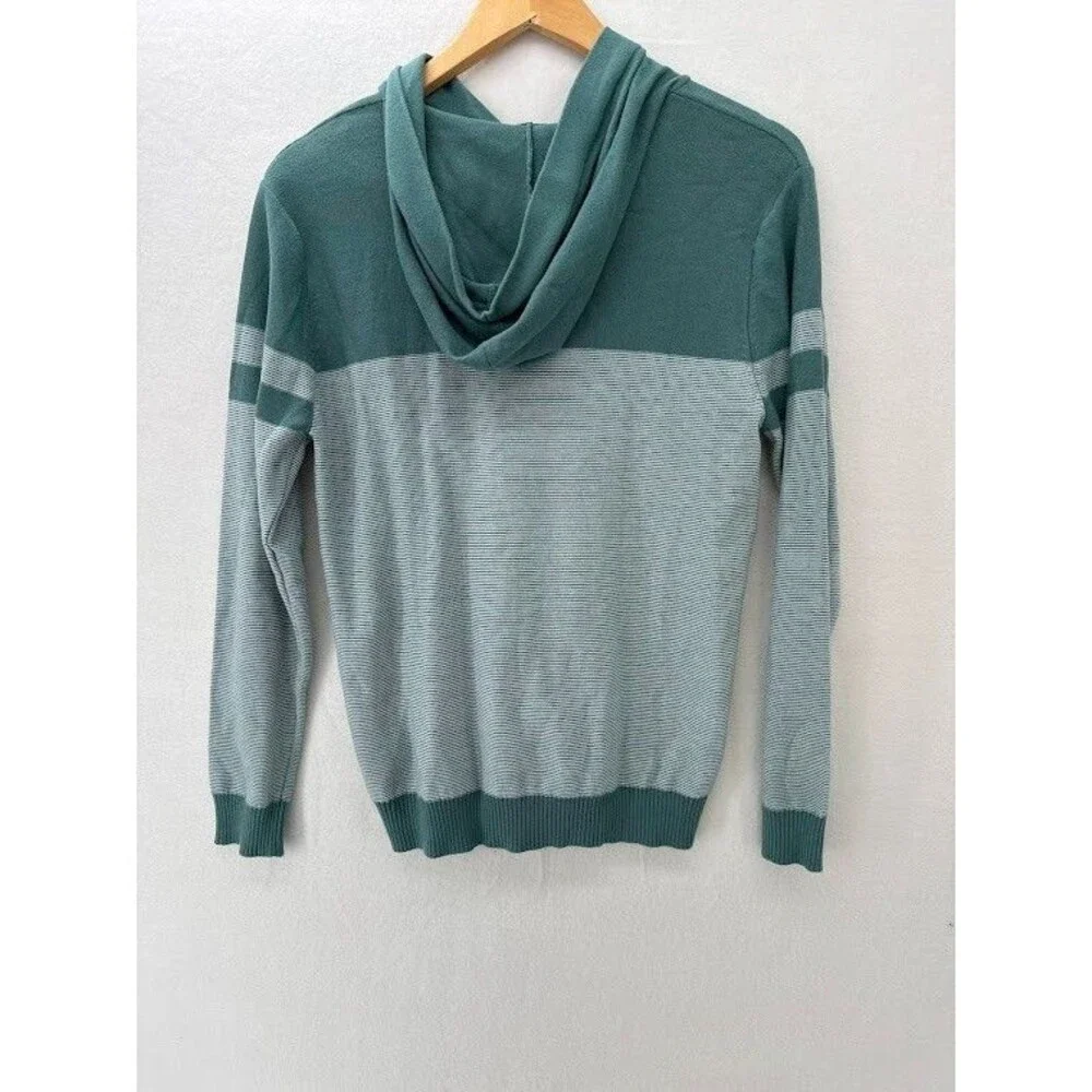 Cat & Jack Boys Green Hooded Striped Henley Sweater Size XL‎ 14
